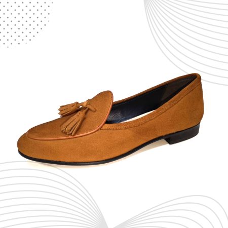 Tan Suede Tassel Loafers – Handmade Rubber Sole | Premium Cow Suede Upper
